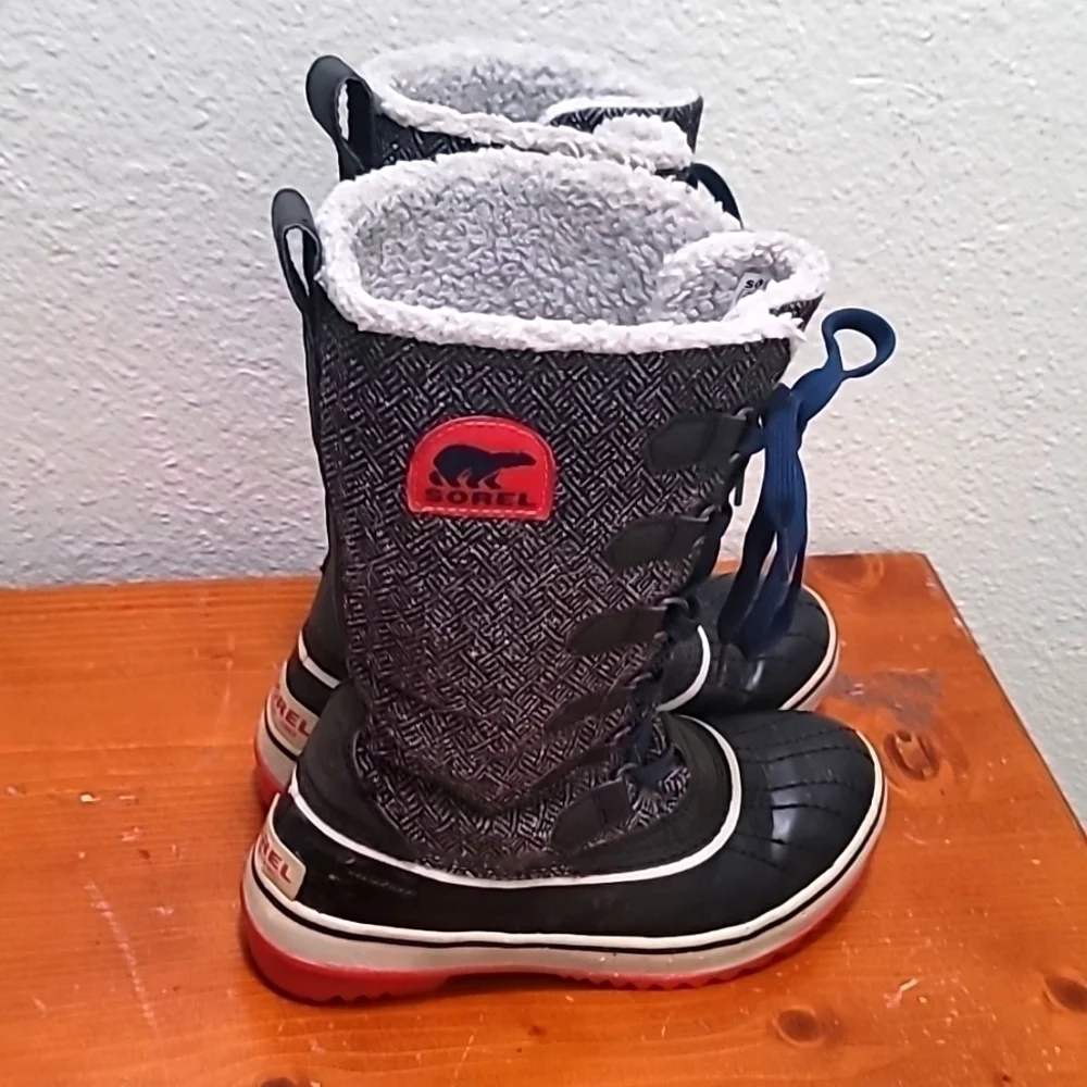 Sorel Tofino Waterproof Winter Boots Womens‎ 5 Black Grey Pink NL2028-591
